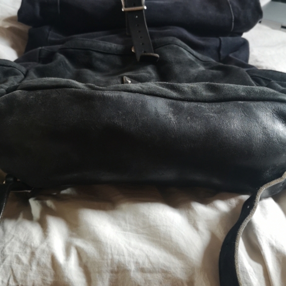 Handmade Leather, suede and canvas backpack - Picture 3 of 5